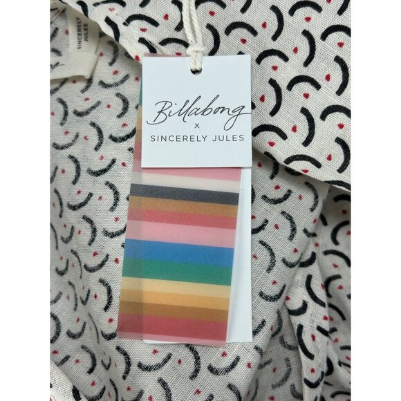 BILLABONG SINCERELY JULES Wrapped In Love Top Sz M White Puff Sleeve Linen Rayon - Picture 14 of 14